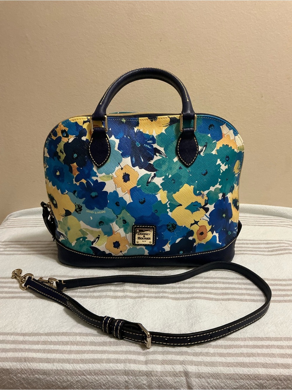 Dooney & Bourke Somerset Watercolor Floral Tote Satchel Leather Bag